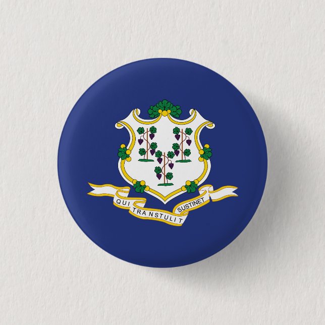 Badge Rond 2,50 Cm Drapeau de l'État du Connecticut (Devant)