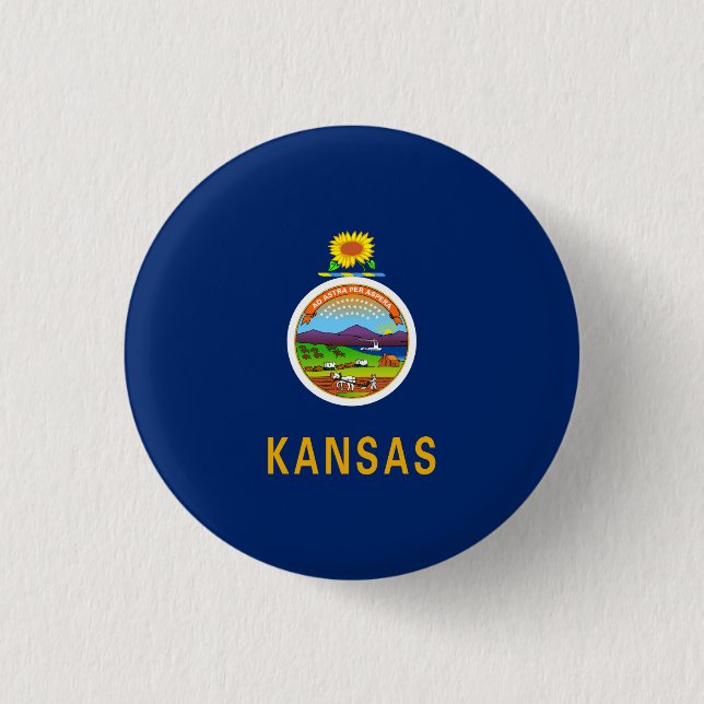Badge Rond 2,50 Cm Drapeau de l'État du Kansas (Devant)
