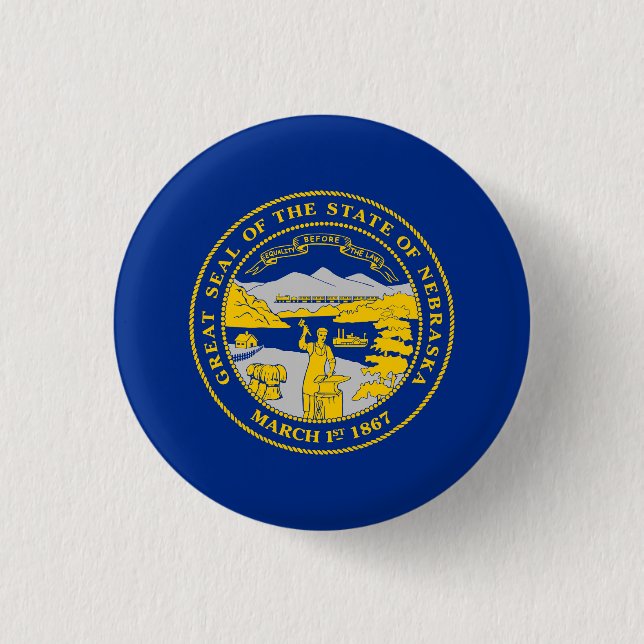 Badge Rond 2,50 Cm Drapeau de l'État du Nebraska (Devant)