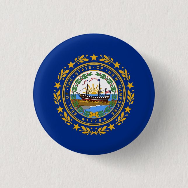 Badge Rond 2,50 Cm Drapeau de l'État du New Hampshire (Devant)