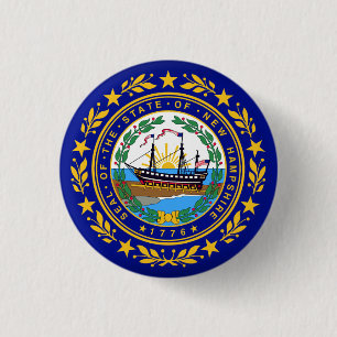 Badge Rond 2,50 Cm drapeau de l'État du New Hampshire