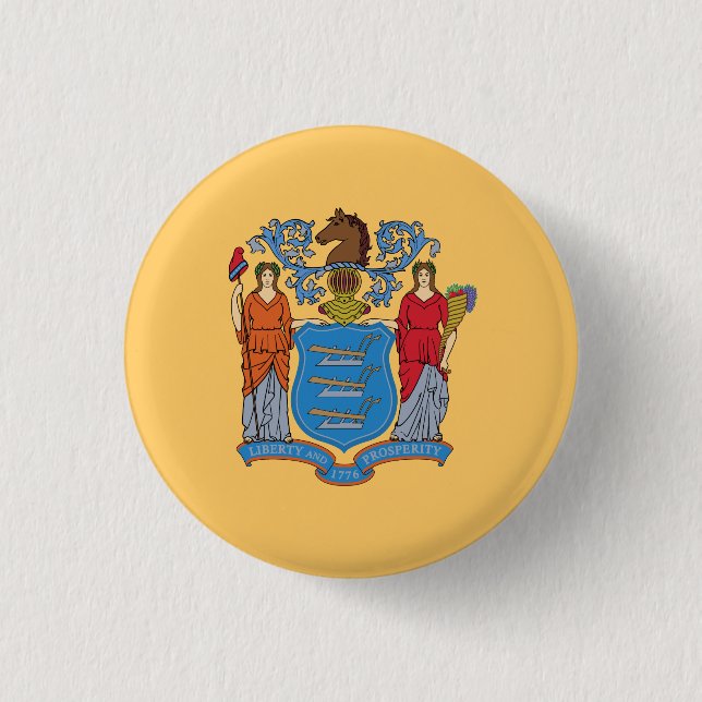Badge Rond 2,50 Cm Drapeau de l'État du New Jersey (Devant)