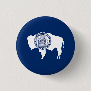 Badge Rond 2,50 Cm Drapeau de l'État du Wyoming