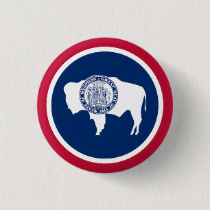 Badge Rond 2,50 Cm Drapeau de l'État du Wyoming