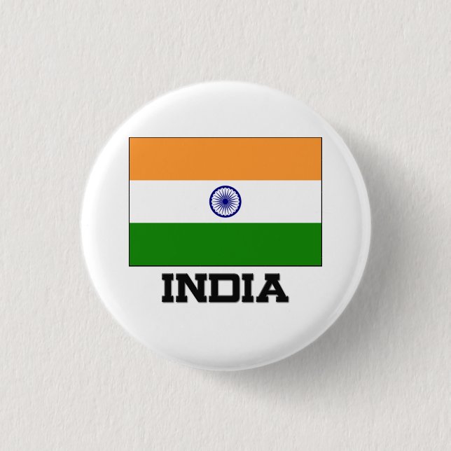 Badge Rond 2,50 Cm Drapeau de l'Inde (Devant)