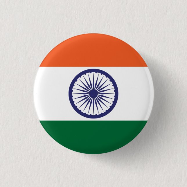Badge Rond 2,50 Cm Drapeau de l'Inde (Devant)