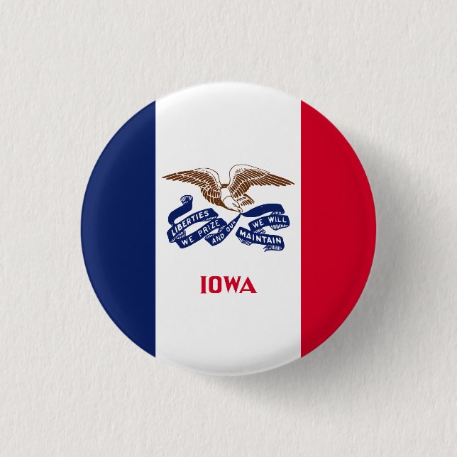 Badge Rond 2,50 Cm Drapeau de l'Iowa (Devant)