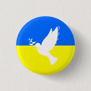 Badge Rond 2,50 Cm Drapeau de l'Ukraine - La colombe de la paix - Lib