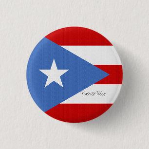 Badge Rond 2,50 Cm Drapeau de rouge de Porto Rico et blanc bleu-clair
