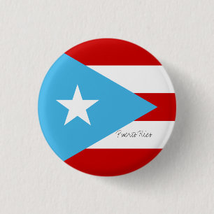 Badge Rond 2,50 Cm Drapeau de rouge de Porto Rico et blanc bleu-clair