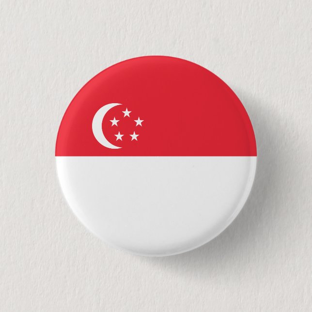 Badge Rond 2,50 Cm Drapeau de Singapour, Drapeau de Singapour (Devant)