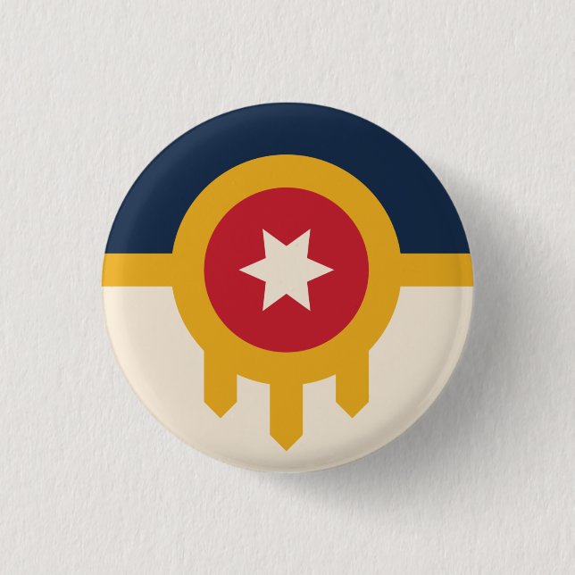 Badge Rond 2,50 Cm Drapeau de Tulsa, Oklahoma (Devant)