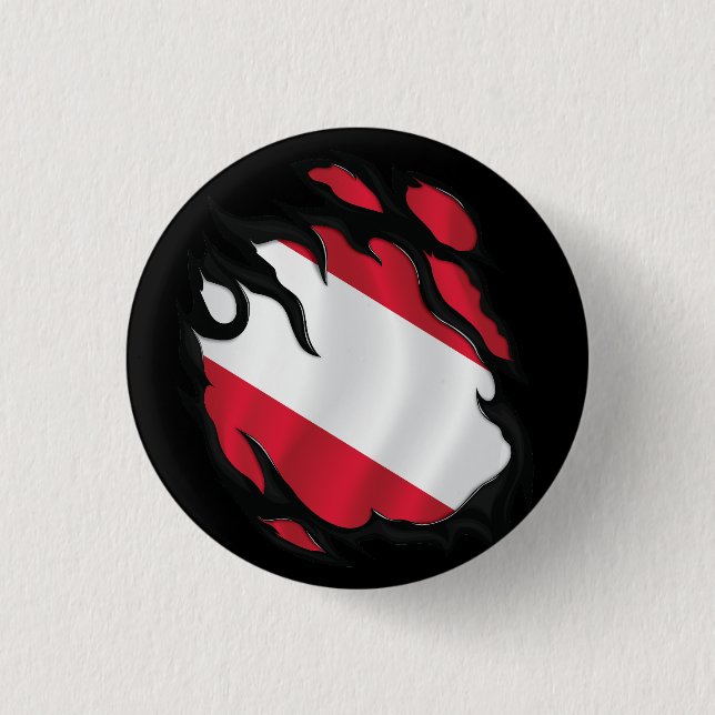 Badge Rond 2,50 Cm Drapeau déchiré d'Autriche (Devant)
