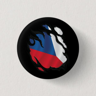 Badge Rond 2,50 Cm Drapeau déchiré de la République tchèque