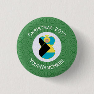 Badge Rond 2,50 Cm Drapeau des Bahamas Blonde Ange Noël Personnalisé