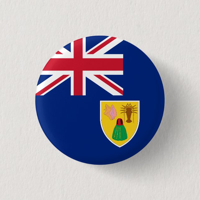 Badge Rond 2,50 Cm Drapeau des îles Turques et Caïques (Devant)