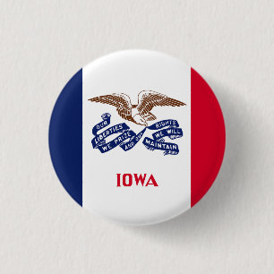 Badge Rond 2,50 Cm Drapeau d'État de l'Iowa États-Unis