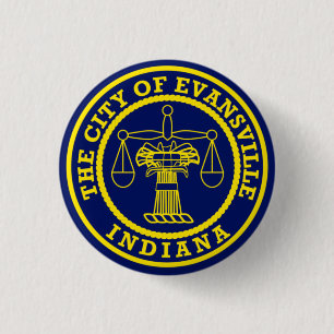 Badge Rond 2,50 Cm Drapeau d'Evansville, Indiana