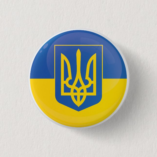 Badge Rond 2,50 Cm Drapeau d'icône ronde de l'Ukraine (Devant)