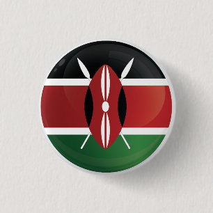 Badge Rond 2,50 Cm Drapeau d'icône ronde du Kenya