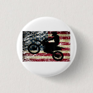 Badge Rond 2,50 Cm Drapeau Dirt Vélo USA Drapeau T-Shirt Motocross Dr