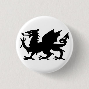 Badge Rond 2,50 Cm Drapeau du dragon gallois, Drapeau du dragon du pa