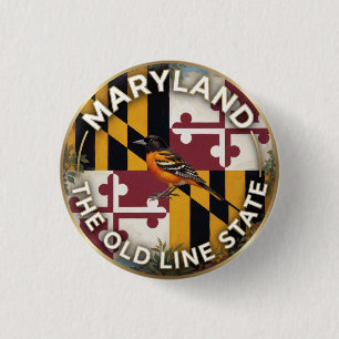 Badge Rond 2,50 Cm Drapeau du Maryland et patrimoine de l'oriole de B