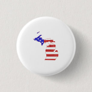Badge Rond 2,50 Cm Drapeau du Michigan États-Unis silhouette