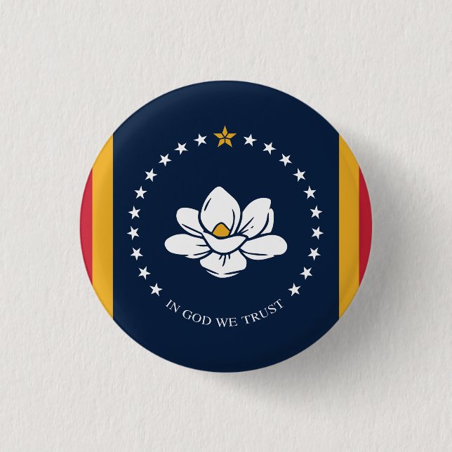 Badge Rond 2,50 Cm Drapeau du Mississippi (Devant)