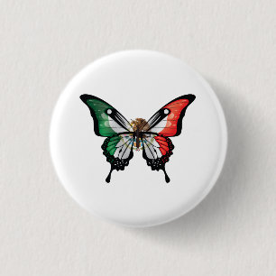 Badge Rond 2,50 Cm Drapeau du papillon noir du Mexique