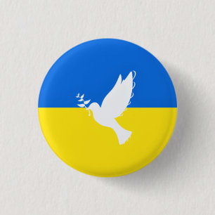 Badge Rond 2,50 Cm Drapeau d'Ukraine - Dove of Peace - Freedom - Peac