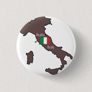 Badge Rond 2,50 Cm Drapeau et carte de l'Italie