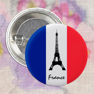 Badge Rond 2,50 Cm Drapeau français & Tour Eiffel - France /fans spor
