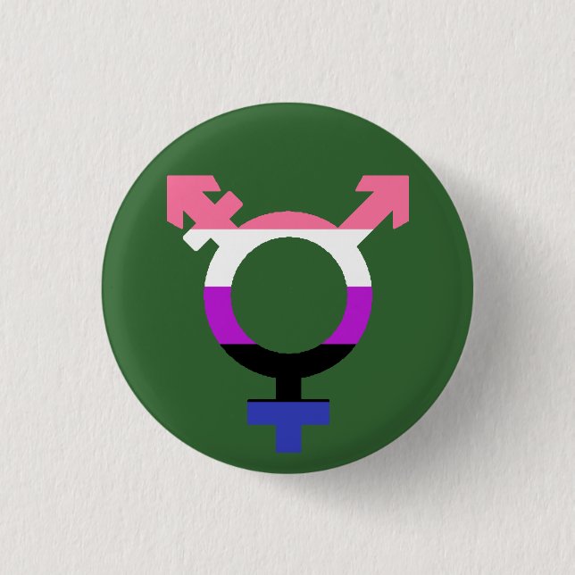 Badge Rond 2,50 Cm Drapeau Genderfluid Symbole Trans (Devant)