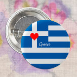 Badge Rond 2,50 Cm Drapeau grec & Coeur - Grèce fans de voyage/sports<br><div class="desc">Boutons : Grèce & Coeur - amour mon pays et drapeau grec patriotes de voyage / fans de sports - Europe</div>