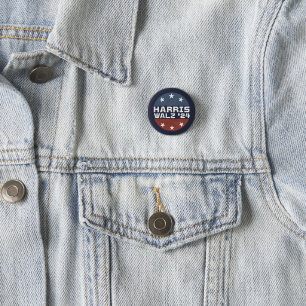 Badge Rond 2,50 Cm Drapeau Harris Walz 2024 Campagne USA