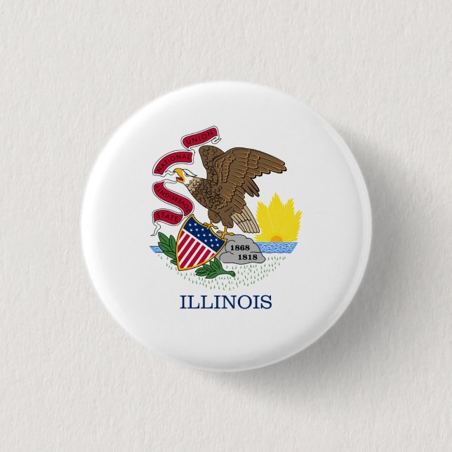 Badge Rond 2,50 Cm Drapeau Illinois, Drapeau de l'Illinois (Devant)
