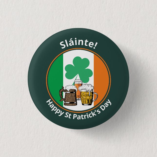 Badge Rond 2,50 Cm Drapeau irlandais Jour de la Saint Patrick (Devant)