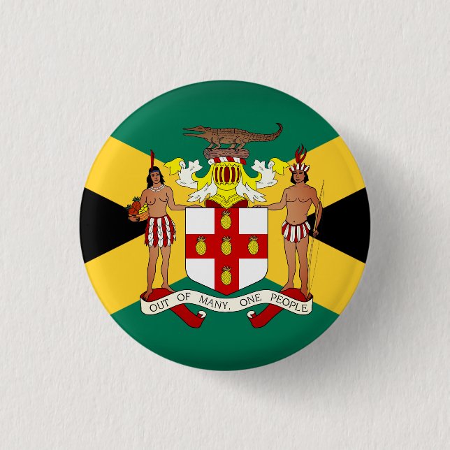 Badge Rond 2,50 Cm Drapeau jamaïcain / Armoiries (Devant)
