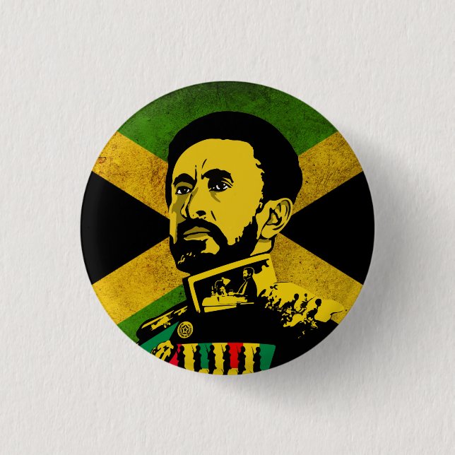 Badge Rond 2,50 Cm Drapeau Jamaïque - AILE ELASSIE i - Bouton Rasta (Devant)