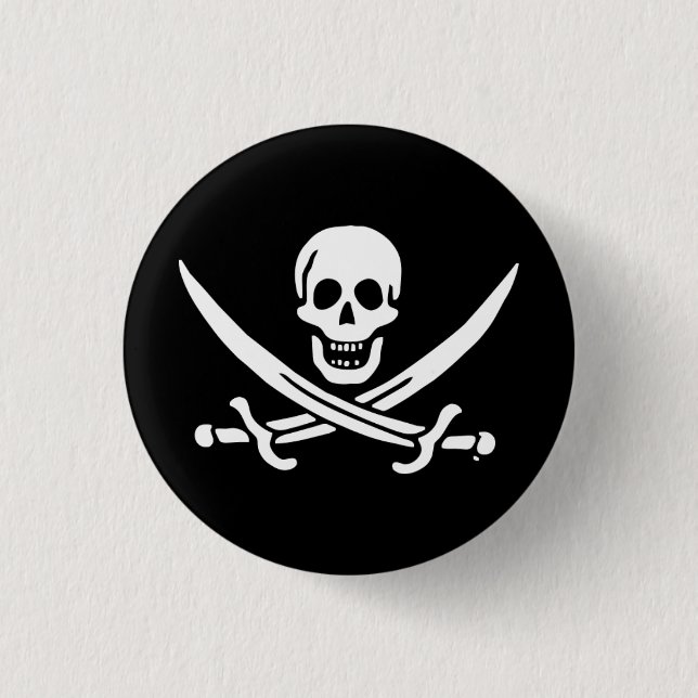 Badge Rond 2,50 Cm Drapeau Jolly roger de pirate (Devant)