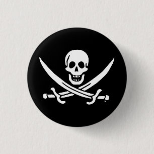 Badge Rond 2,50 Cm Drapeau Jolly roger de pirate