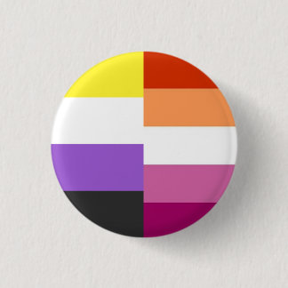 Badge Rond 2,50 Cm Drapeau mashup lesbienne non binaire 50-50% (les d