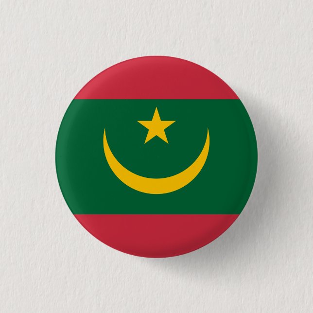 Badge Rond 2,50 Cm Drapeau mauritanien, Drapeau mauritanien (Devant)