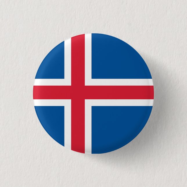 Badge Rond 2,50 Cm Drapeau national d'Islande (Devant)