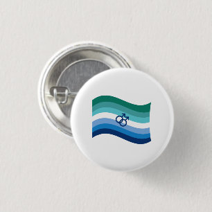 Badge Rond 2,50 Cm Drapeau ondoyant azur de la fierté de l'amour gay