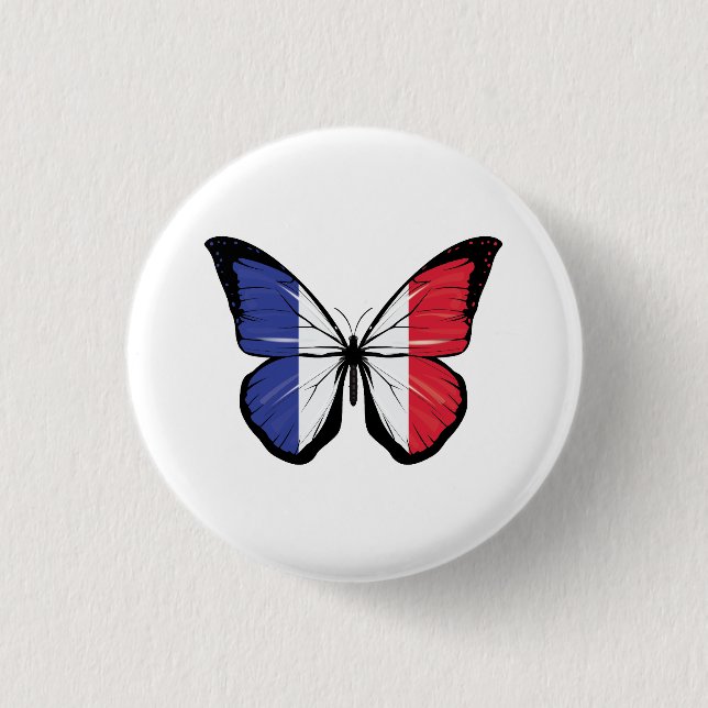 Badge Rond 2,50 Cm Drapeau Papillon France (Devant)