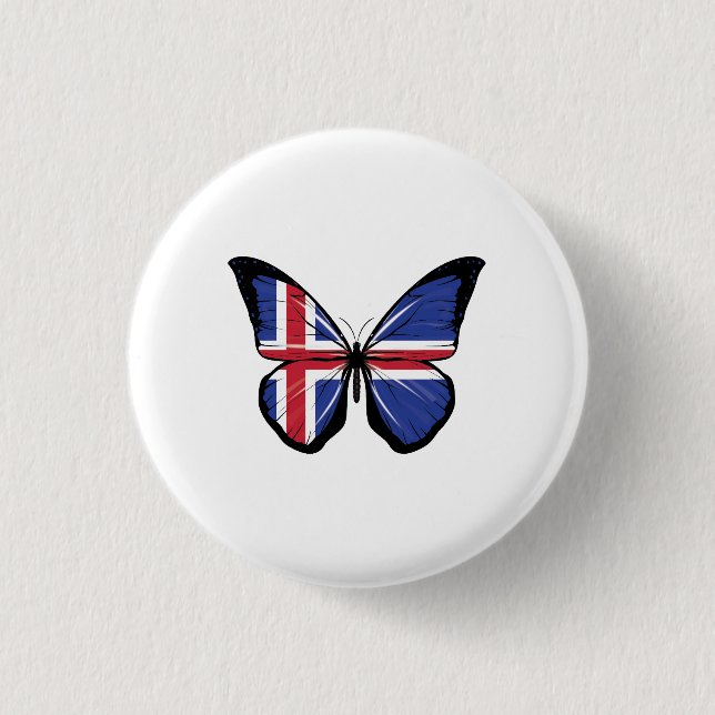Badge Rond 2,50 Cm Drapeau papillon islandais (Devant)