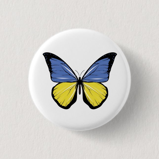 Badge Rond 2,50 Cm Drapeau papillon ukrainien (Devant)