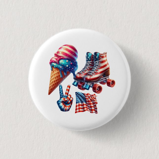 Badge Rond 2,50 Cm Drapeau patriotique Rétro 80 (Devant)